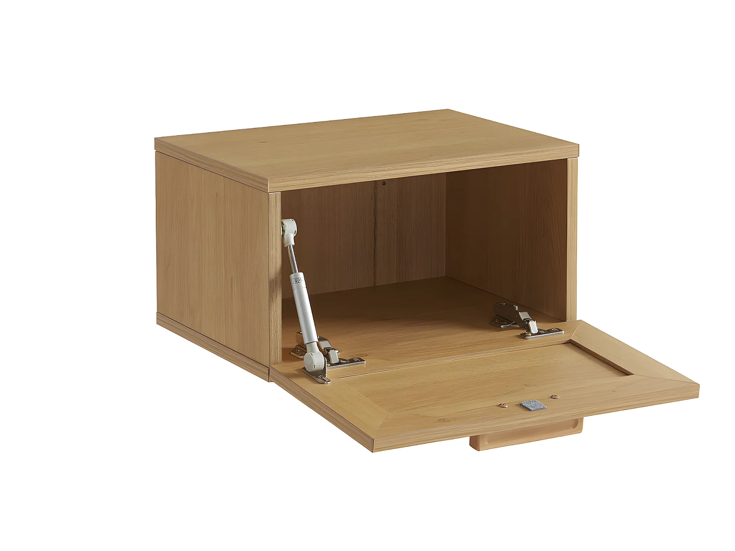 June - Lot de 2 tables de chevet murales avec rangement en bois et cannage - Bois clair