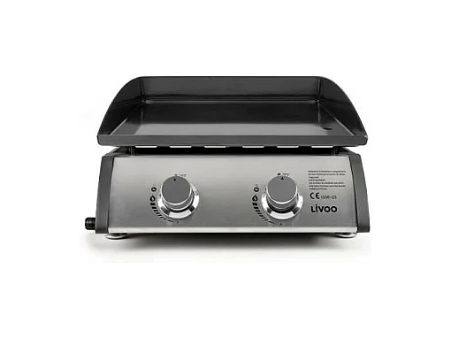 Plancha a gaz - LIVOO - DOC296 - 2 bruleurs - Gris