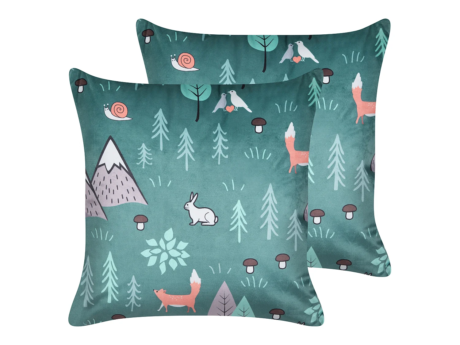 Lot de 2 coussins décoratifs FOOTHILL Velours 45 x 45 cm Vert menthe