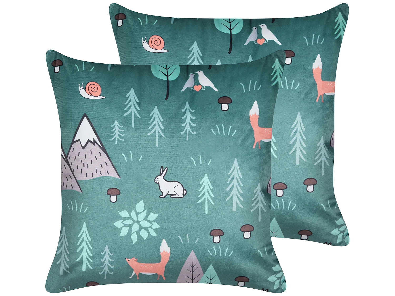 Lot de 2 coussins décoratifs FOOTHILL Velours 45 x 45 cm Vert menthe