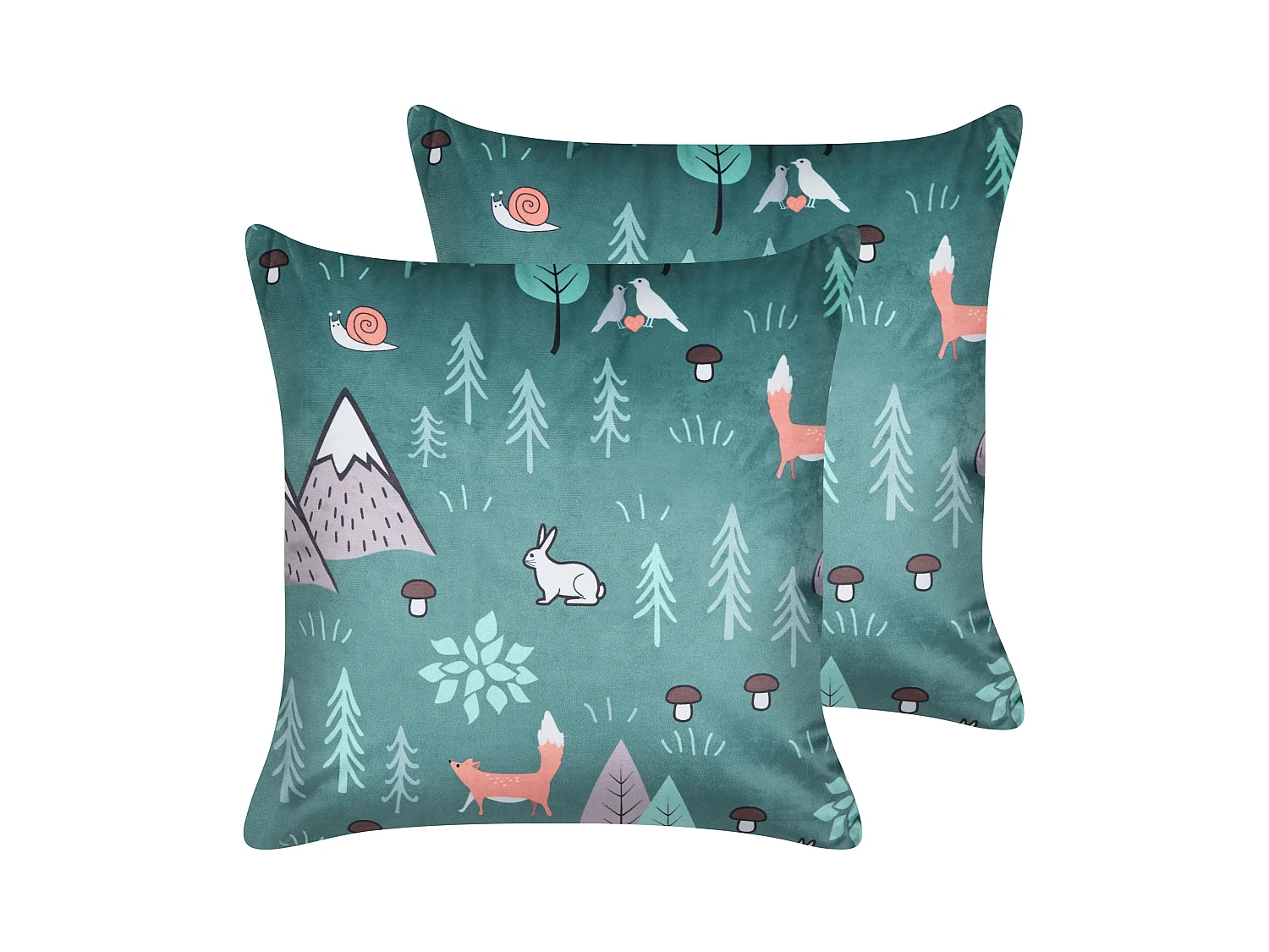 Lot de 2 coussins en velours à motif de forêt 45 x 45 cm FOOTHILL