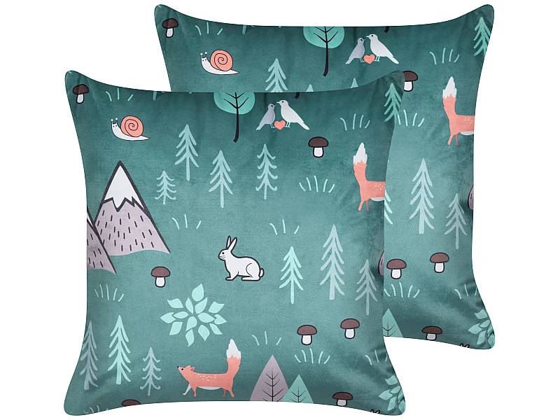 Set di 2 cuscini velluto verde menta 45 x 45 cm FOOTHILL