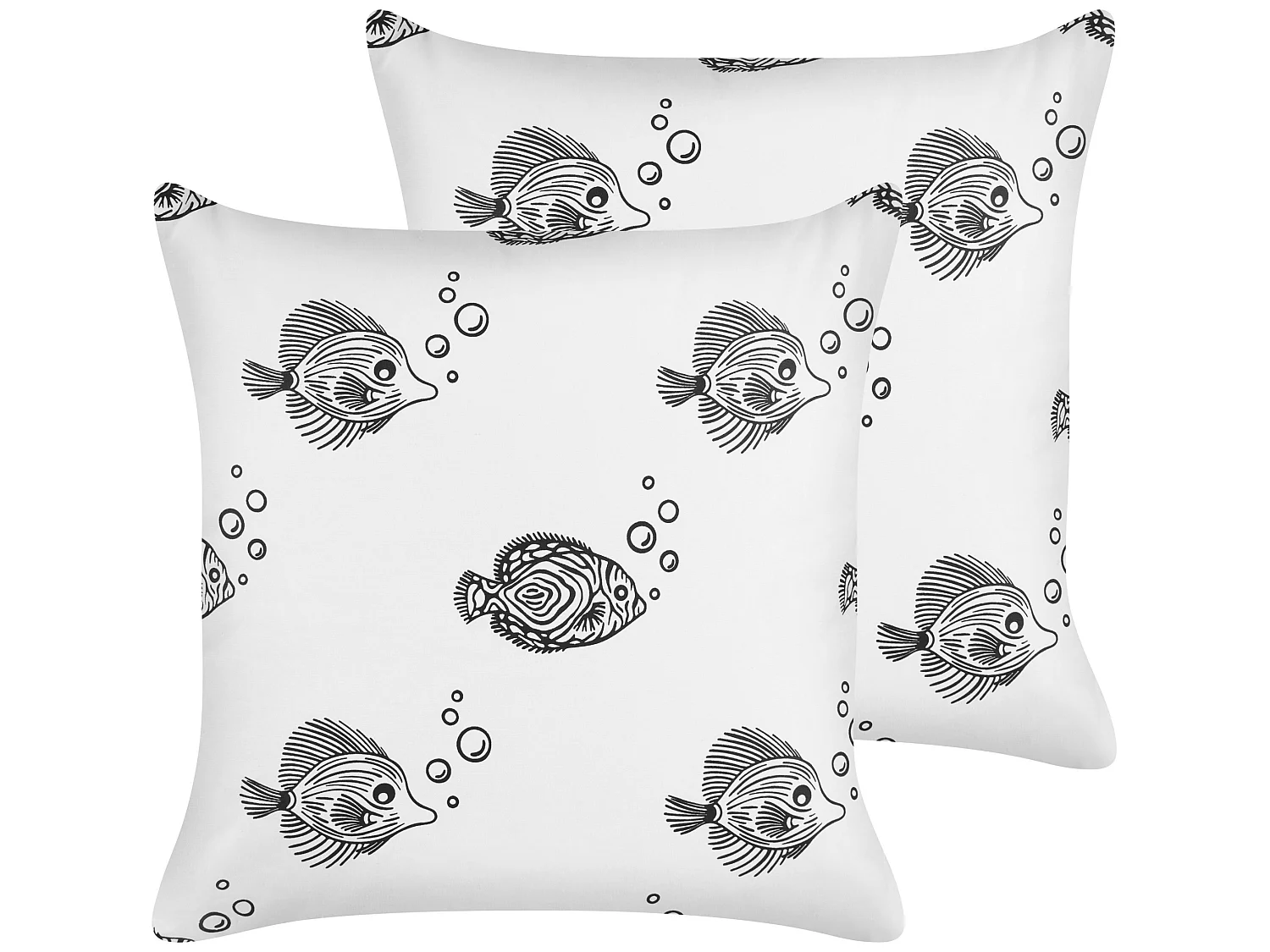 Conjunto de 2 cojines de algodón blanco motivo peces 45 x 45 cm TWEEDIA