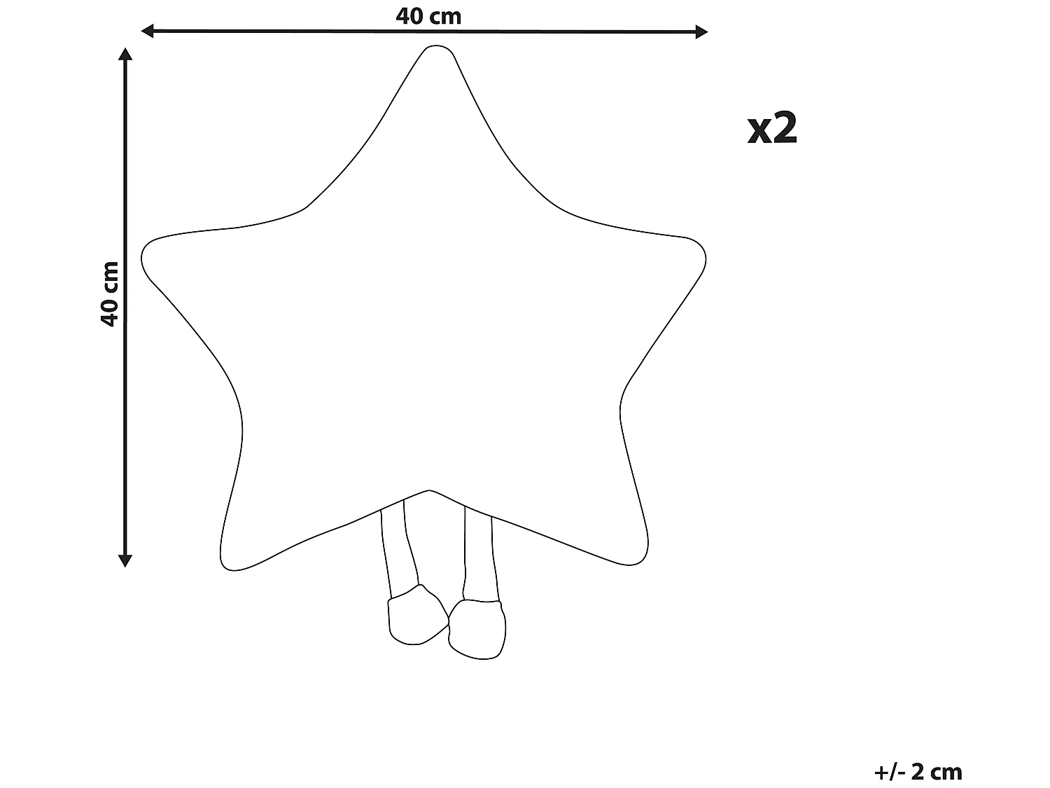 Lot de 2 coussins en forme d'étoile blanche 40 x 40 cm STARFRUIT