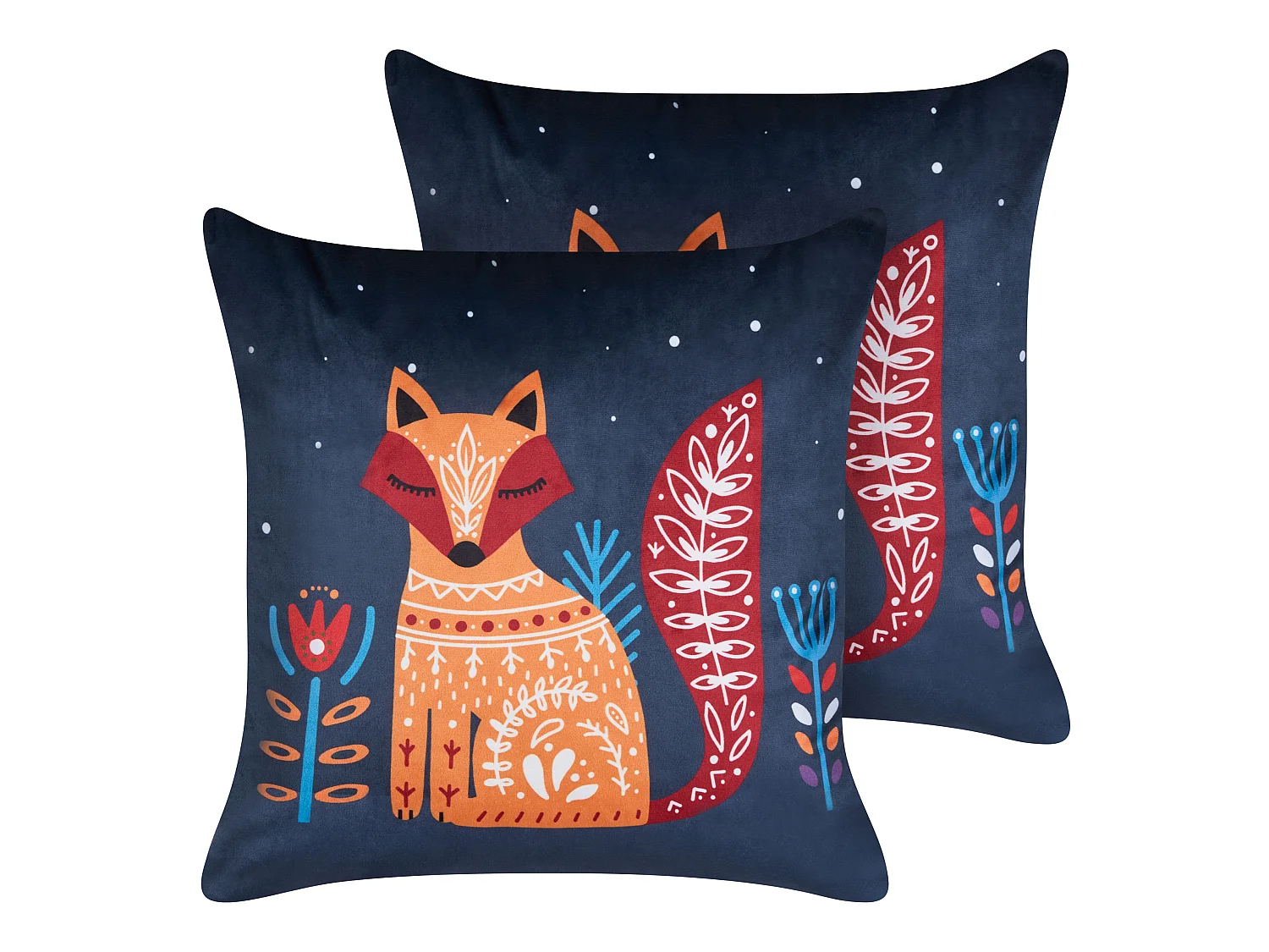 Lot de 2 coussins décoratifs FIRESPIKE Velours 45 x 45 cm Bleu foncé