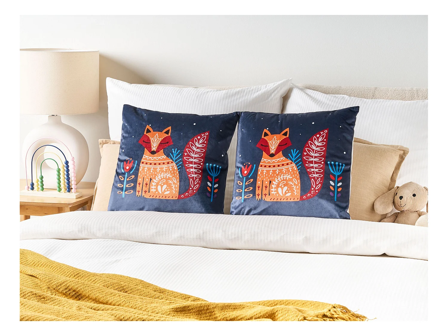 Lot de 2 coussins décoratifs FIRESPIKE Velours 45 x 45 cm Bleu foncé