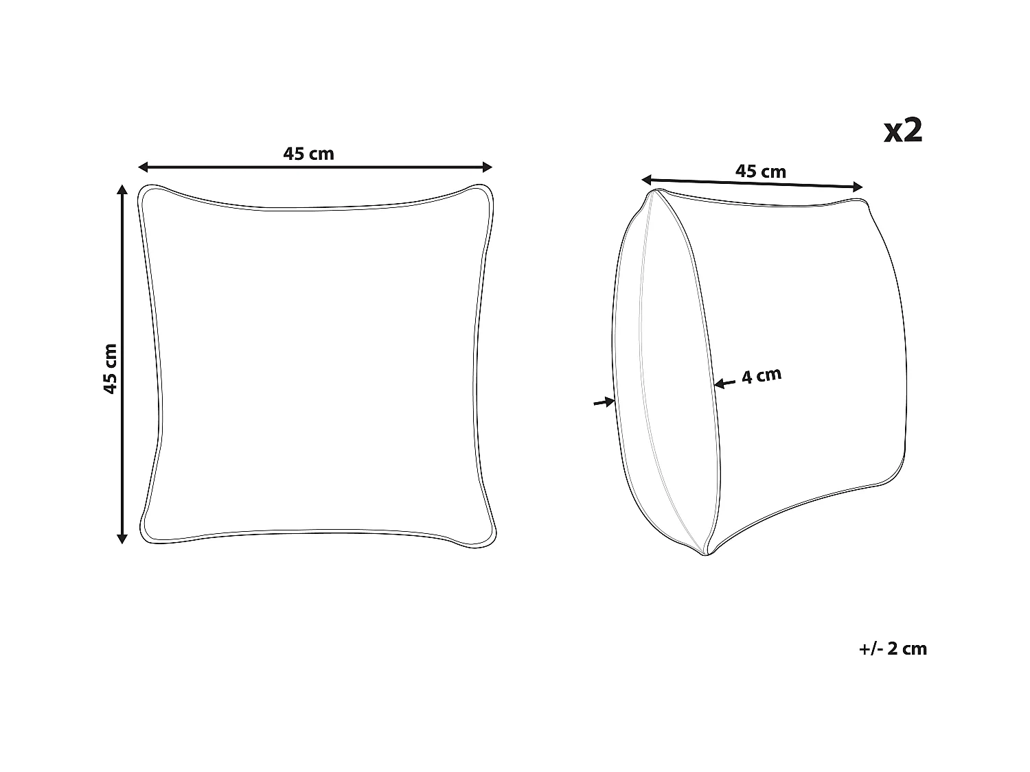 Lot de 2 coussins décoratifs FIRESPIKE Velours 45 x 45 cm Bleu foncé