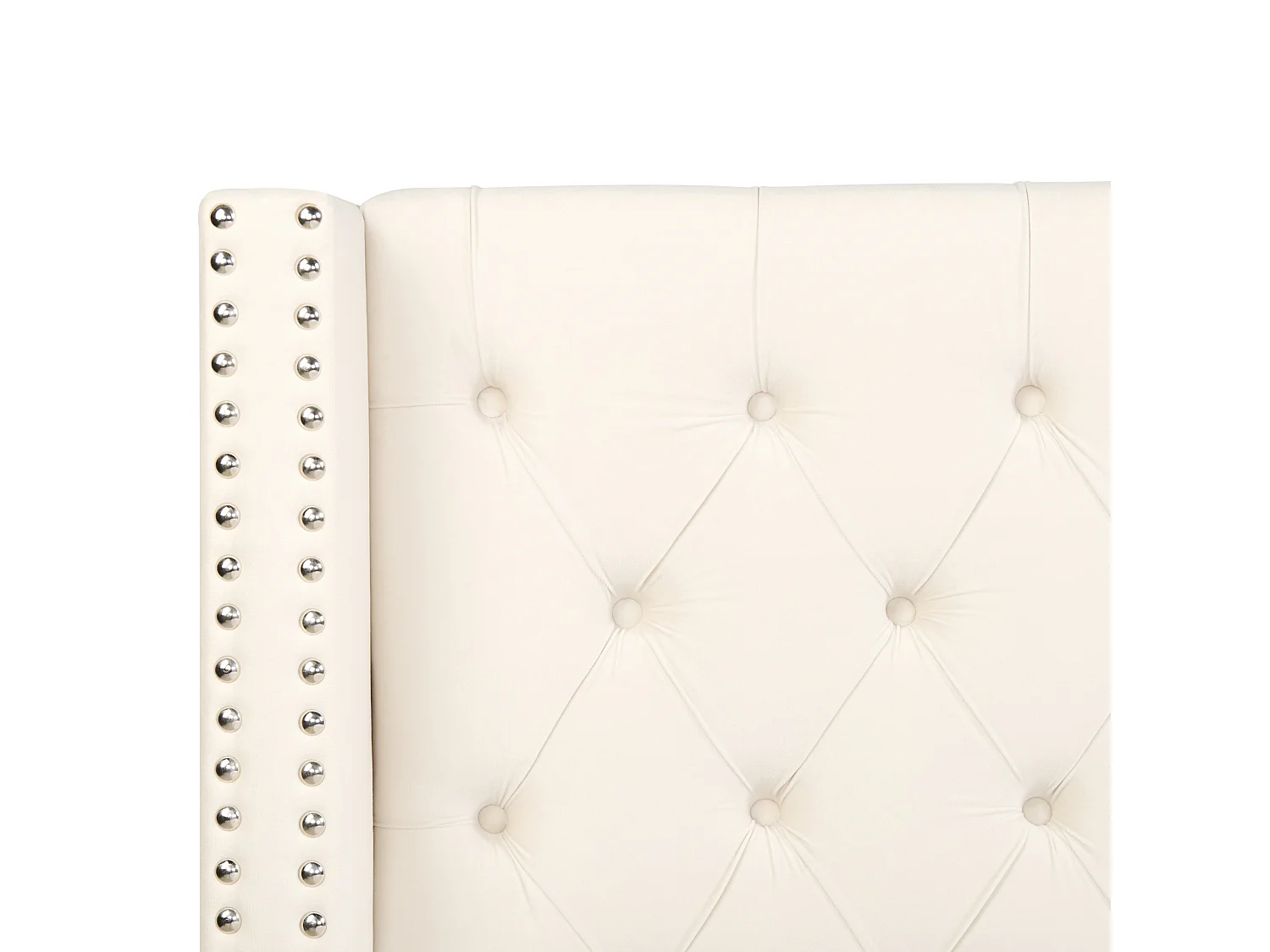 Lit ottoman Velours LUBBON 180 x 200 cm Blanc cassé