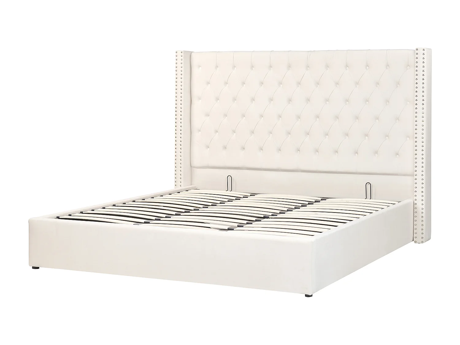 Lit ottoman Velours LUBBON 180 x 200 cm Blanc cassé
