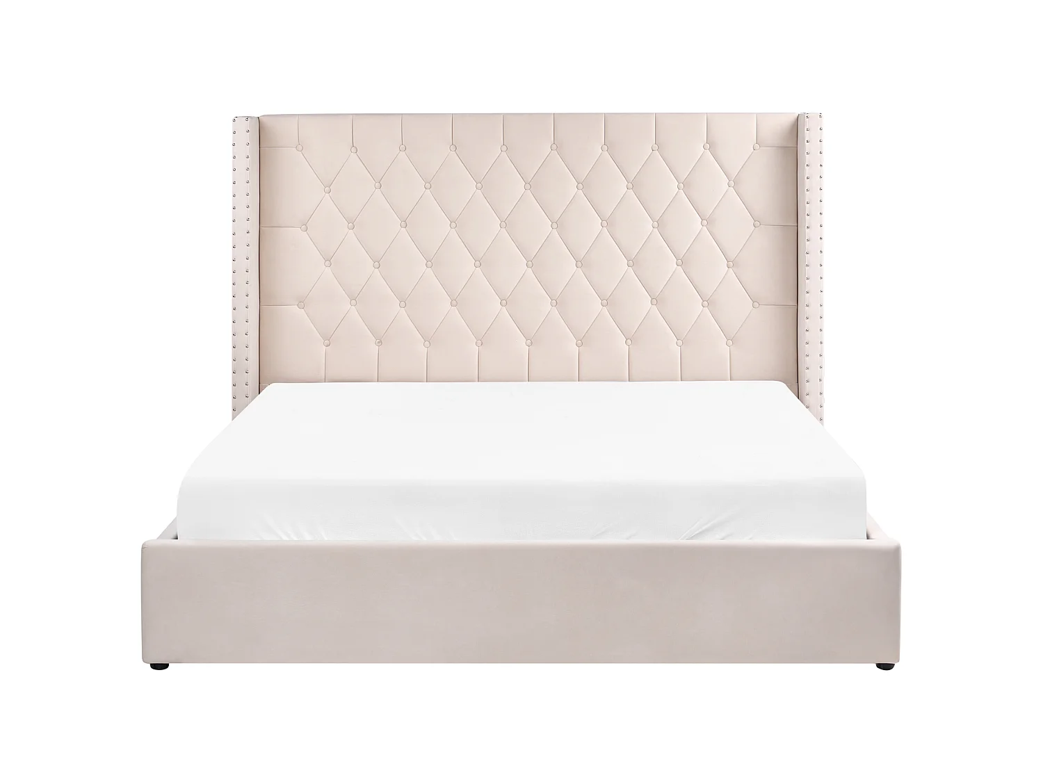 Lit ottoman Velours LUBBON 180 x 200 cm Blanc cassé