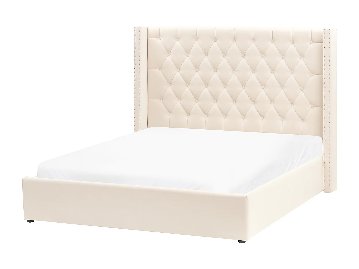 Bed met opbergruimte Fluweel LUBBON 160 x 200 cm Gebroken wit