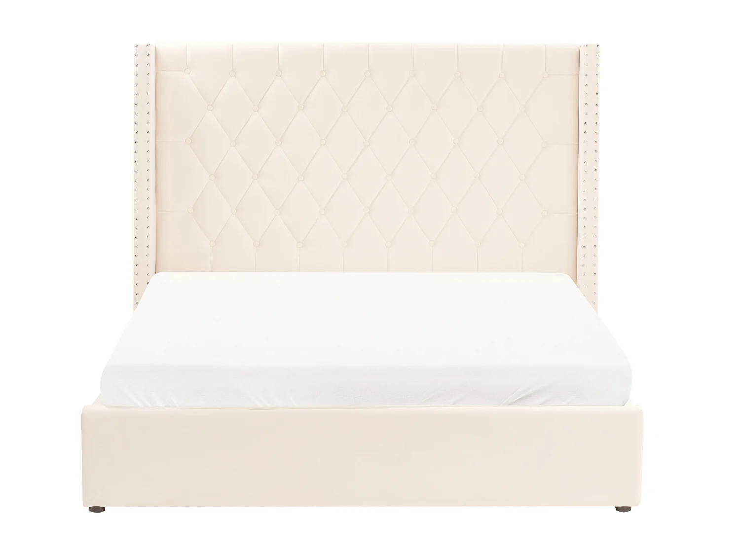 Bed met opbergruimte Fluweel LUBBON 160 x 200 cm Gebroken wit