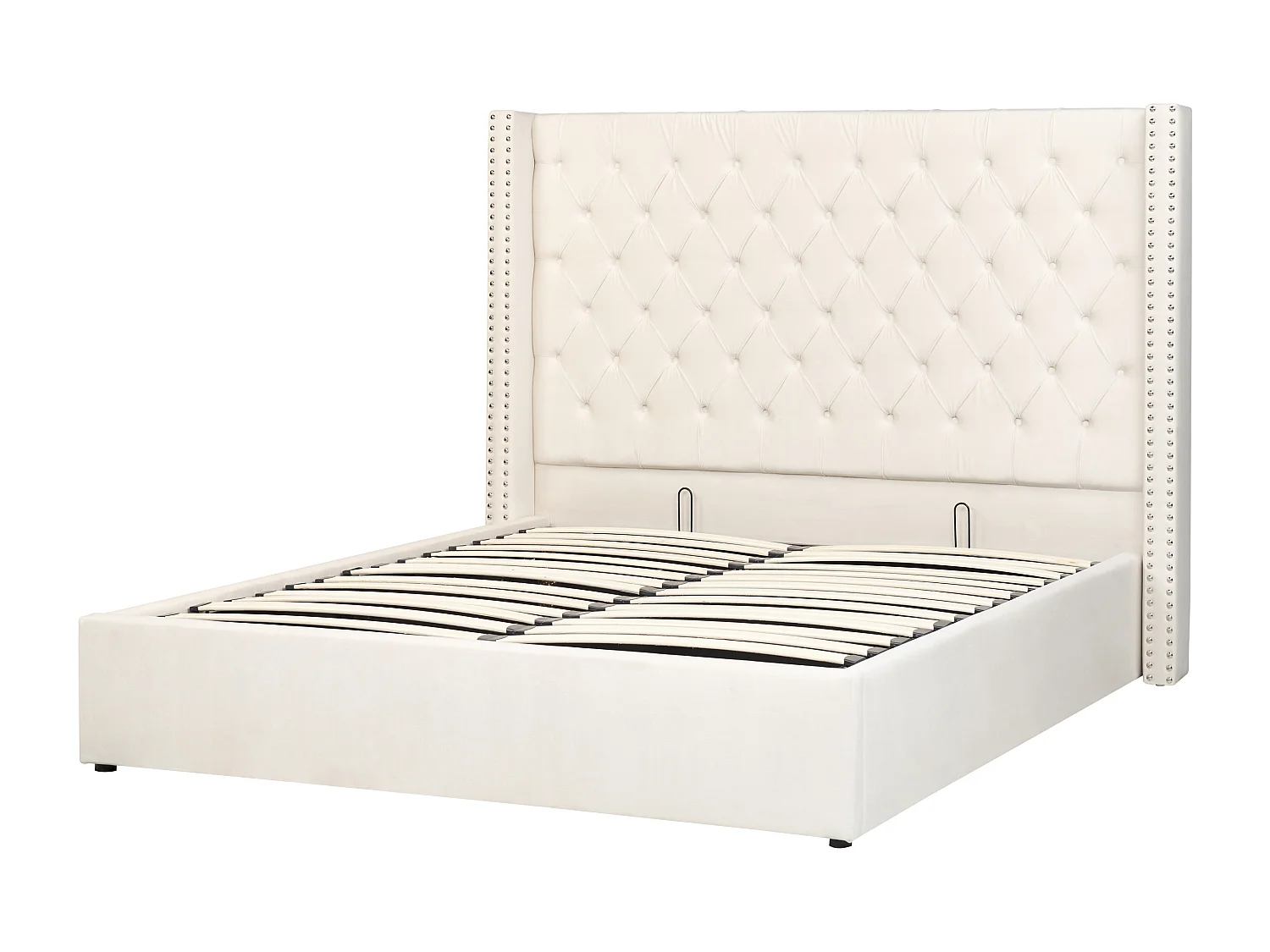 Letto contenitore Velluto LUBBON 160 x 200 cm Bianco sporco