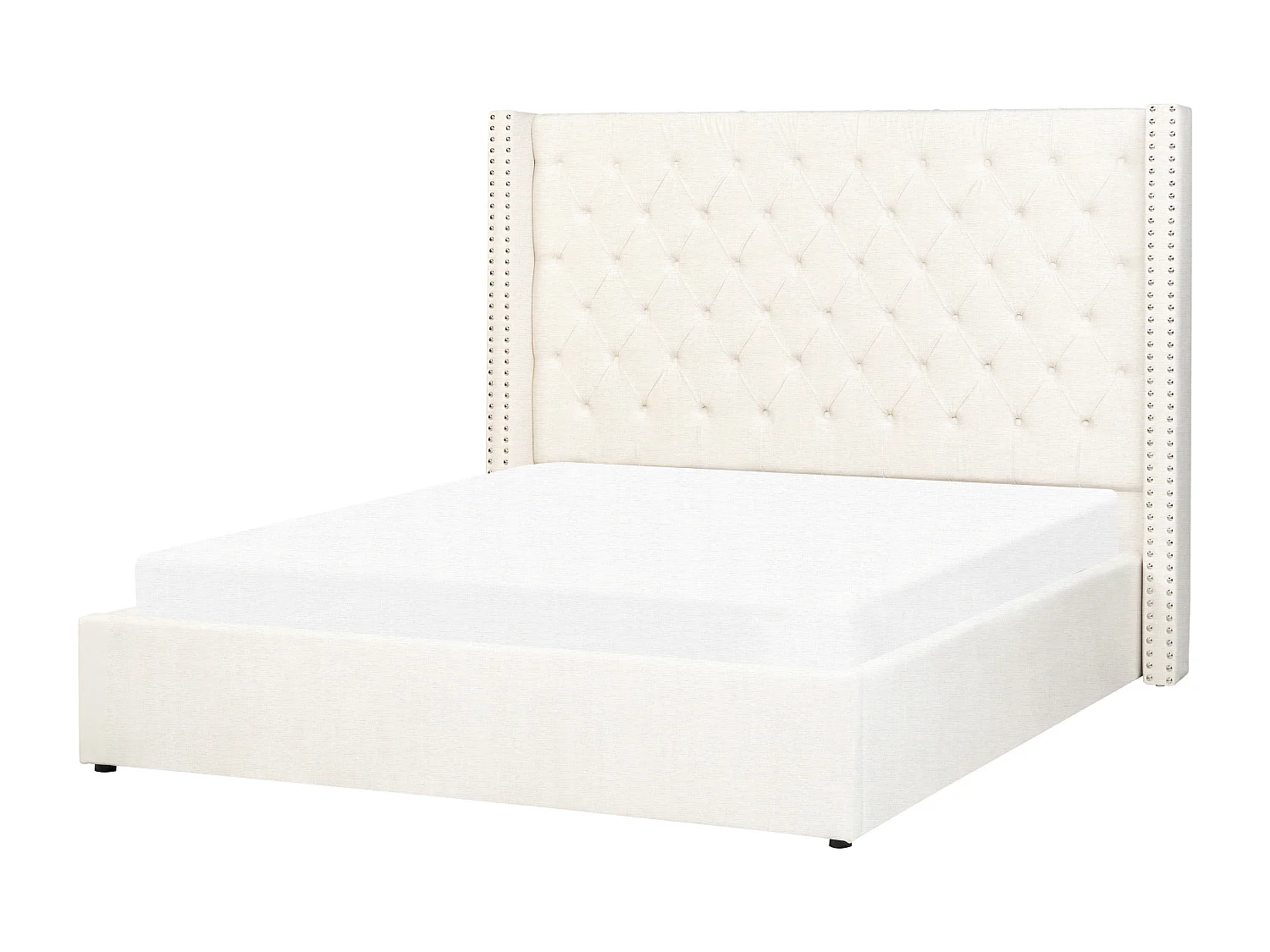 Letto contenitore Velluto LUBBON 160 x 200 cm Bianco sporco