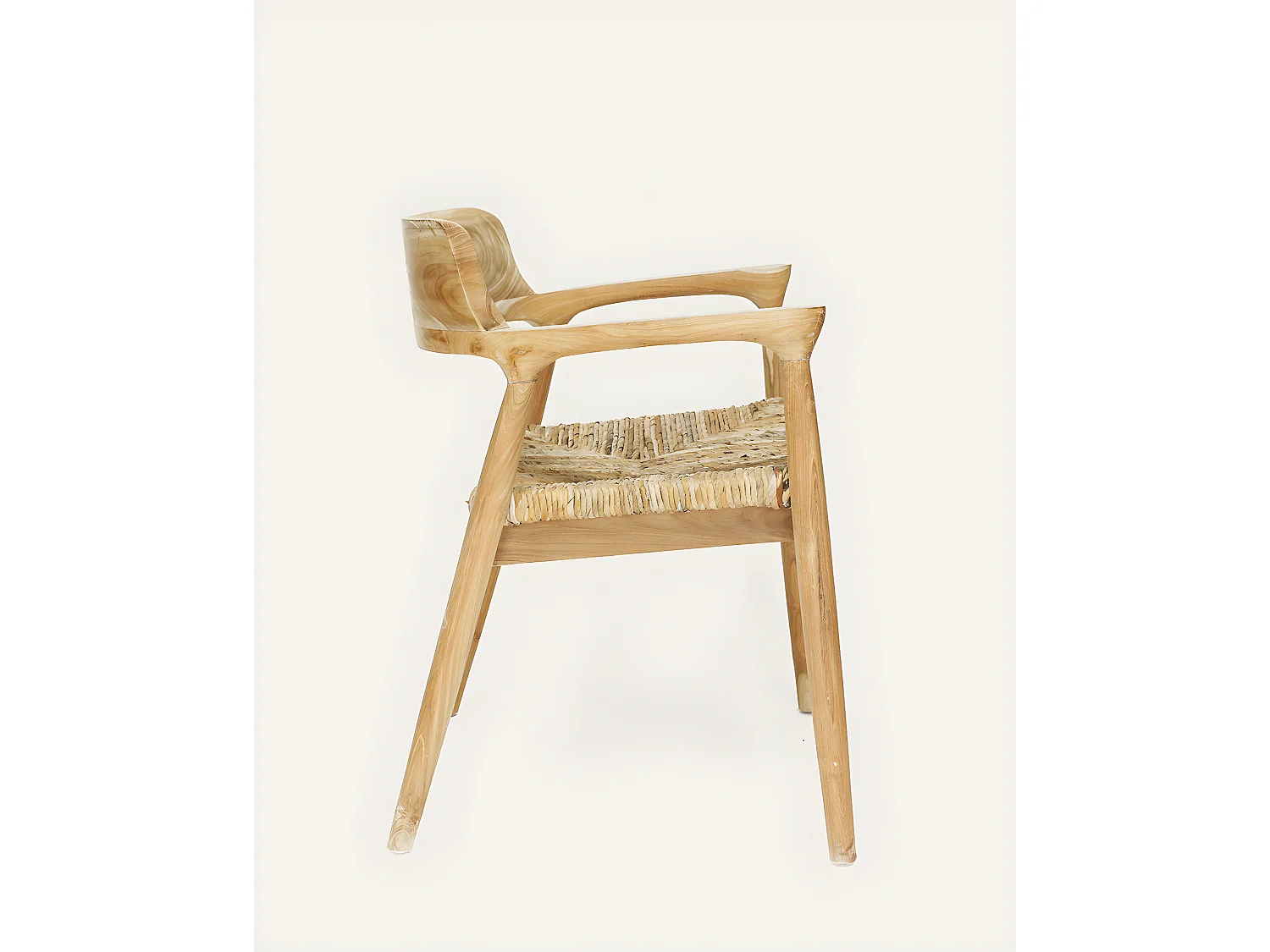 Zaha - Chaise en teck massif et paille