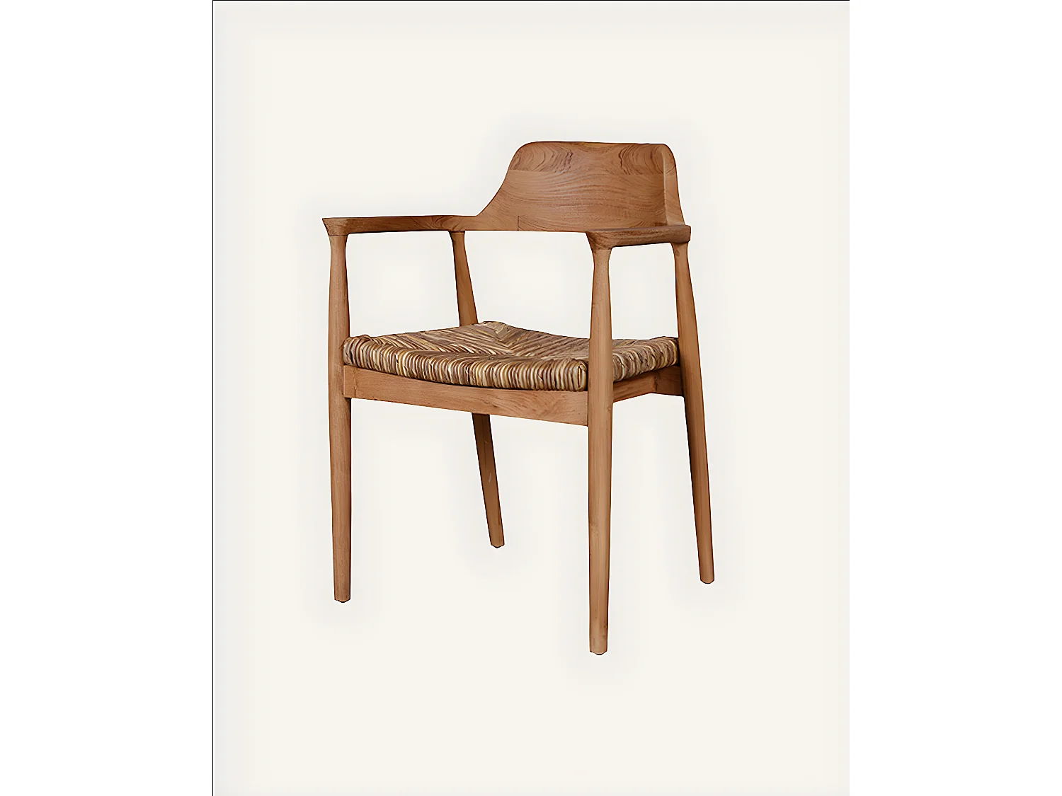 Zaha - Chaise en teck massif et paille