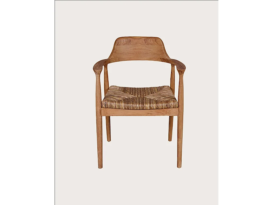 Zaha - Chaise en teck massif et paille