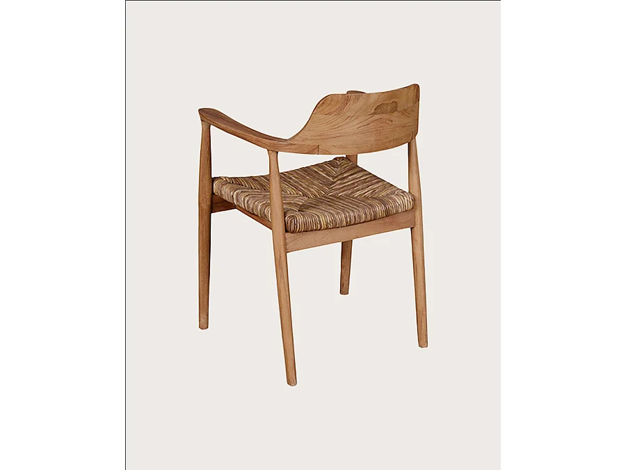 Zaha - Chaise en teck massif et paille