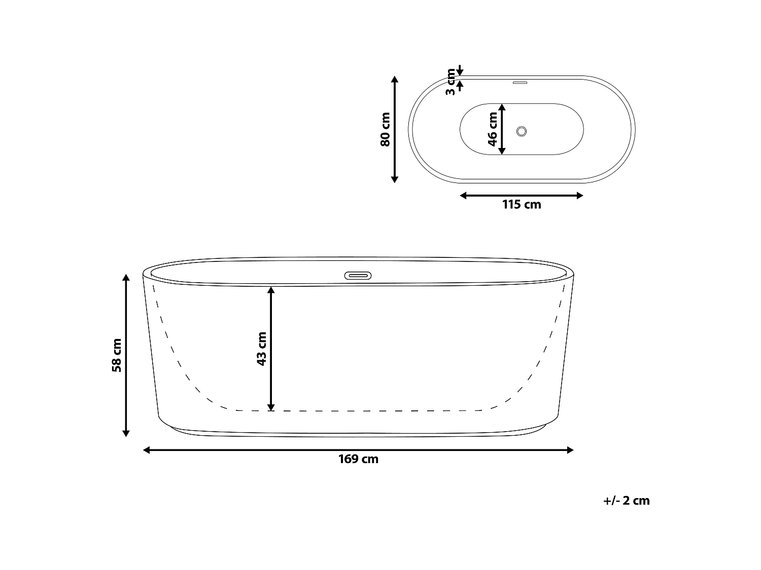 Baignoire îlot GOCTA 170 x 80 cm Blanc
