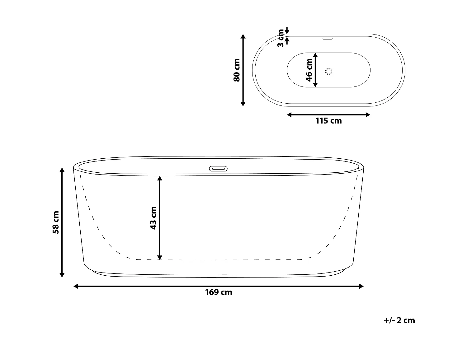 Baignoire îlot GOCTA 170 x 80 cm Blanc