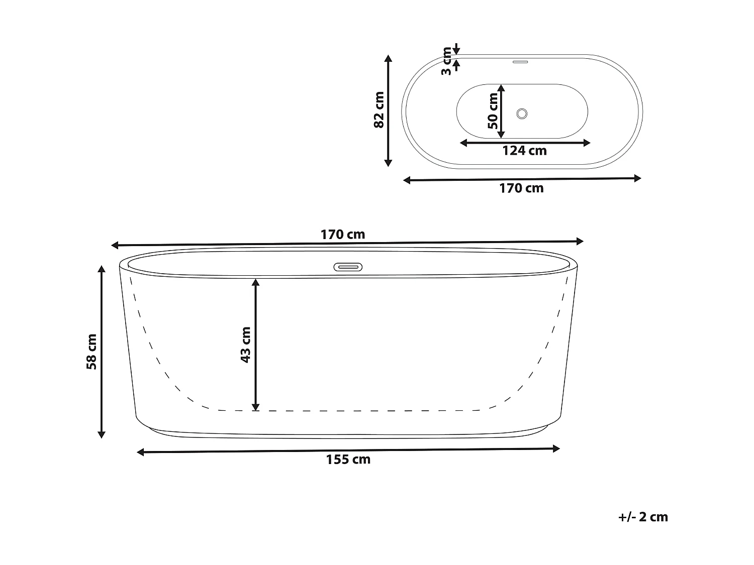 Baignoire îlot GOCTA 170 x 80 cm Blanc