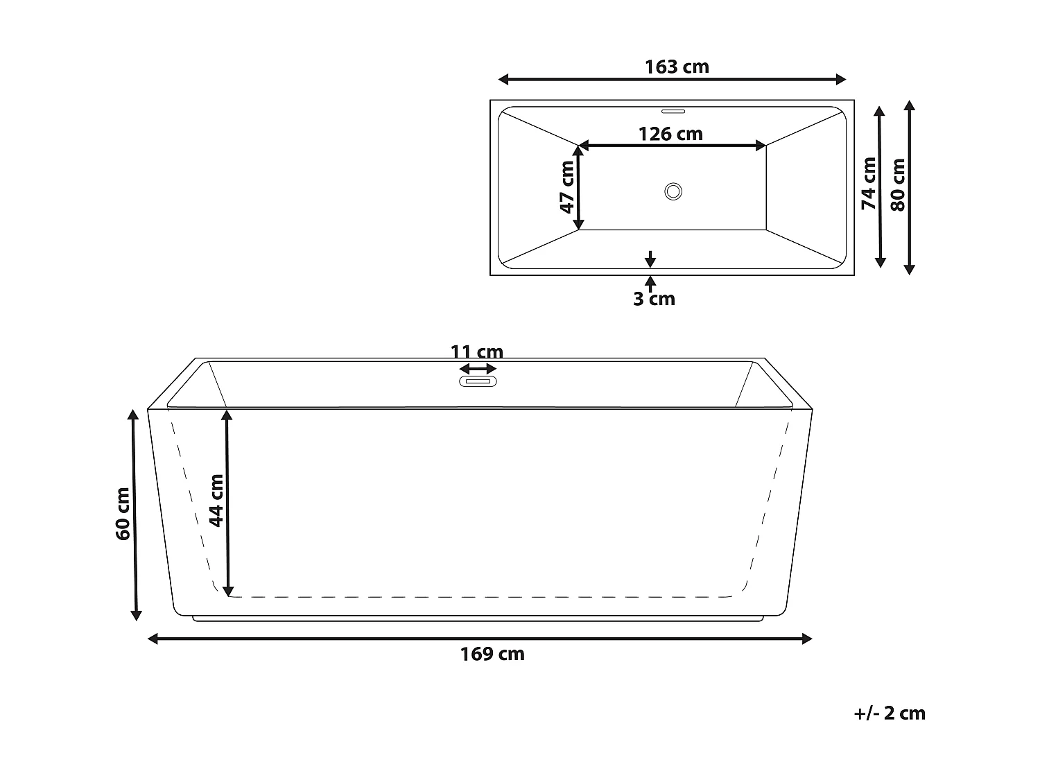 Baignoire îlot GOCTA 169 x 80 cm Blanc