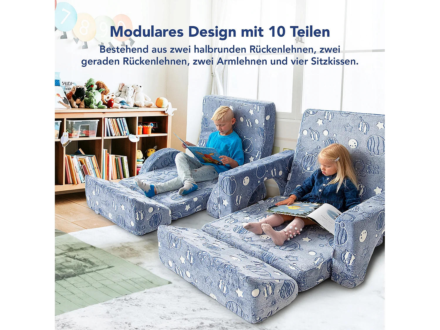 Canapé de jeu lumineux pour enfants - Ensemble de 10 pièces pour chambre à coucher et aire de jeu
