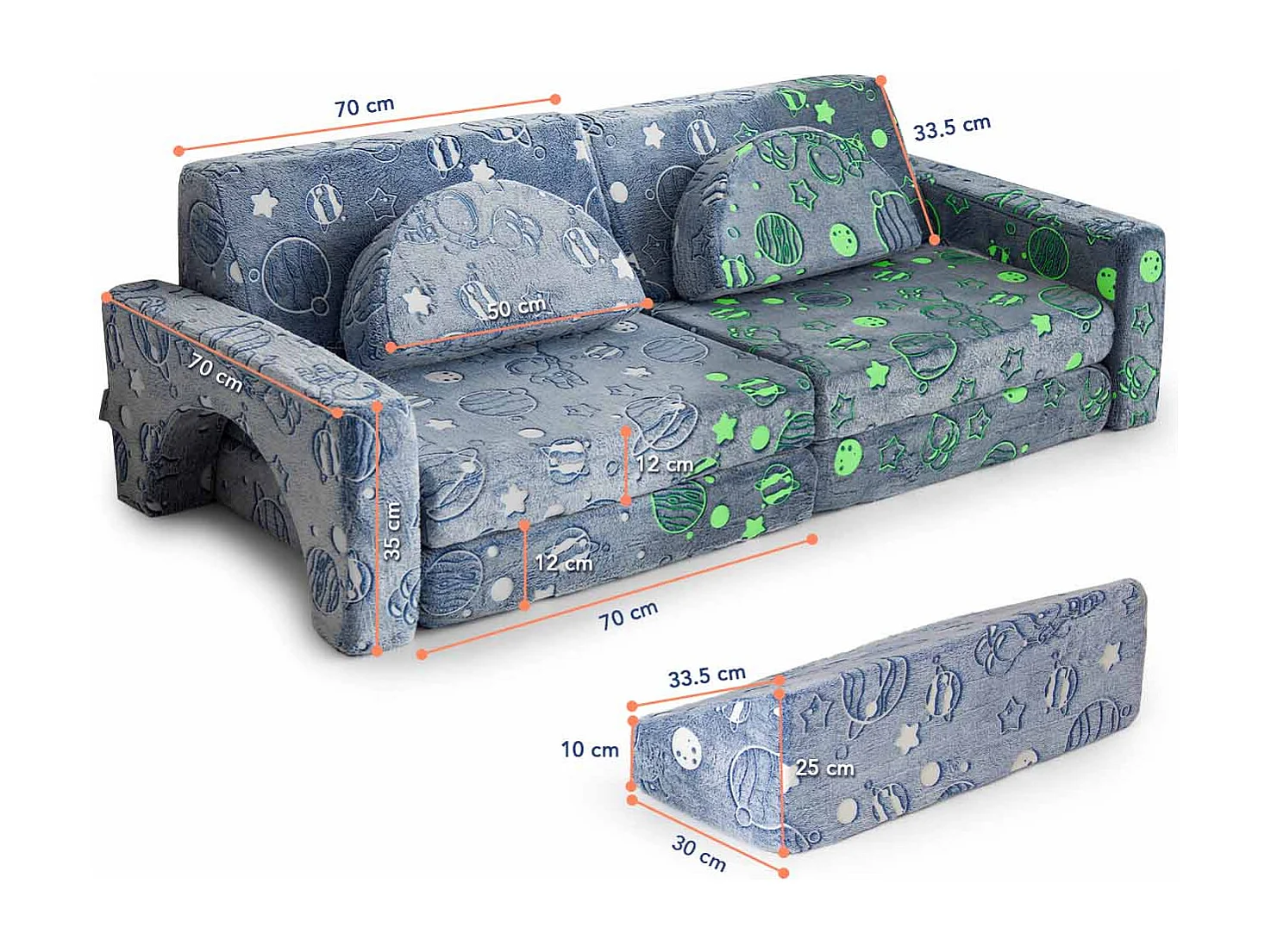 Canapé de jeu lumineux pour enfants - Ensemble de 10 pièces pour chambre à coucher et aire de jeu