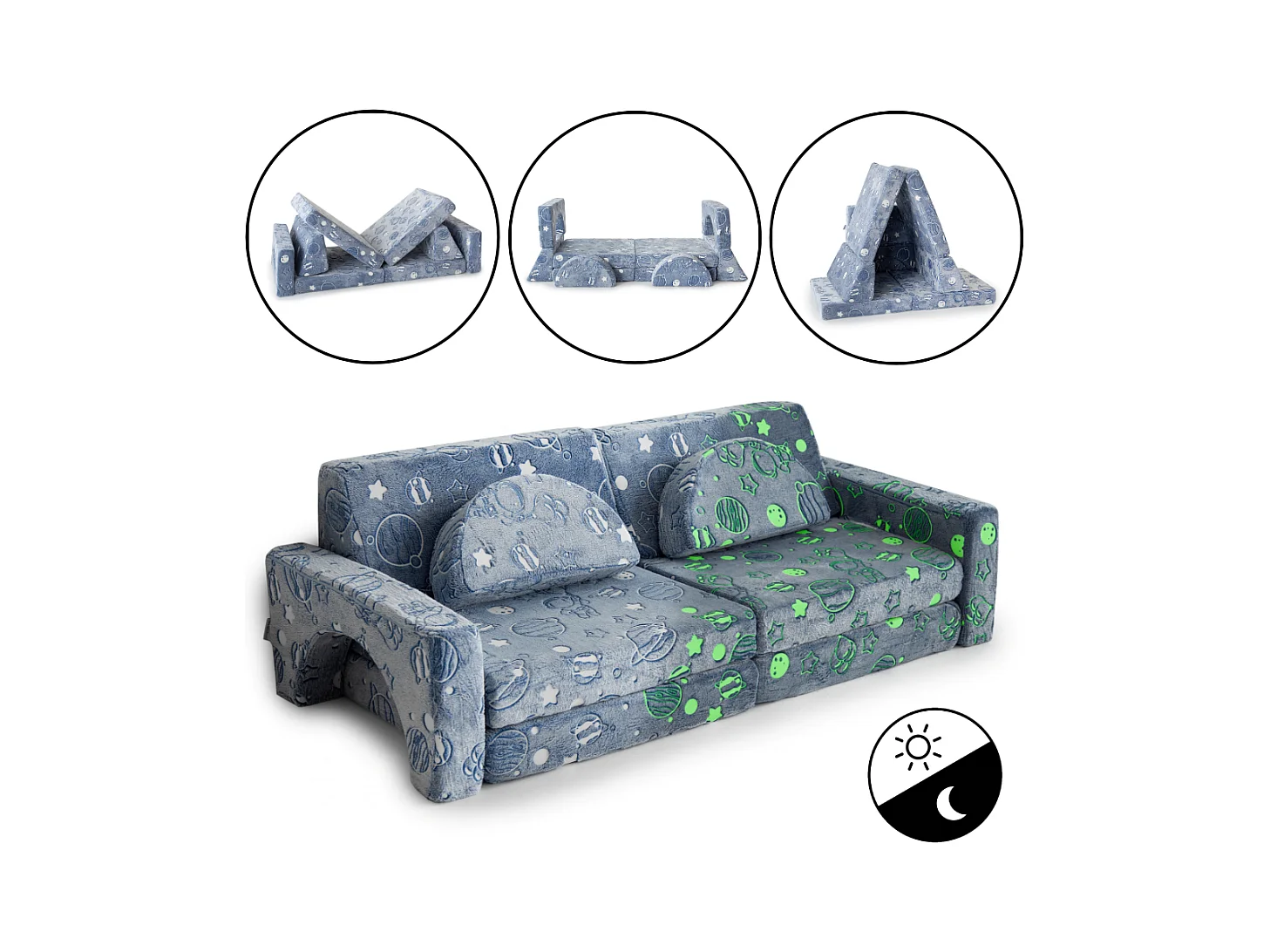 Canapé de jeu lumineux pour enfants - Ensemble de 10 pièces pour chambre à coucher et aire de jeu