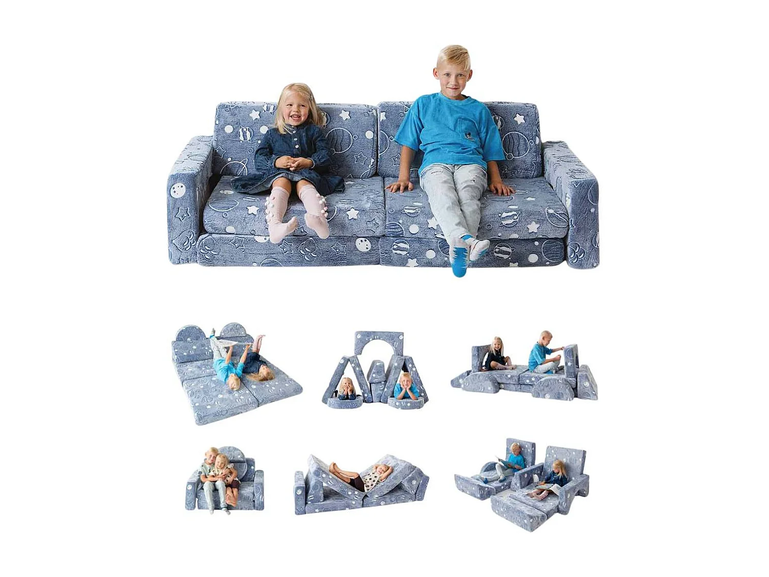 Canapé de jeu lumineux pour enfants - Ensemble de 10 pièces pour chambre à coucher et aire de jeu