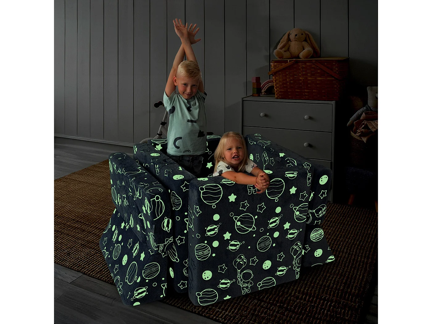 Canapé de jeu lumineux pour enfants - Ensemble de 10 pièces pour chambre à coucher et aire de jeu