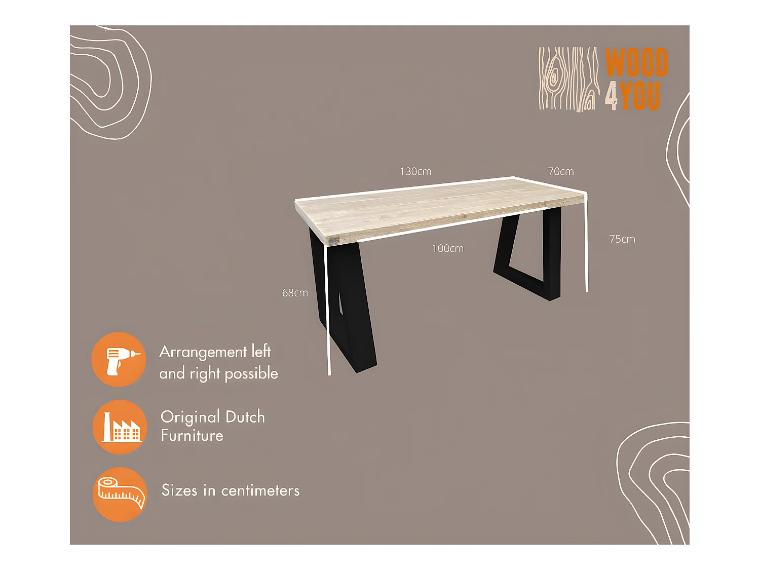 Wood4you - Bureau - Vancouver steigerhout 130Lx50Dx75H Zwart