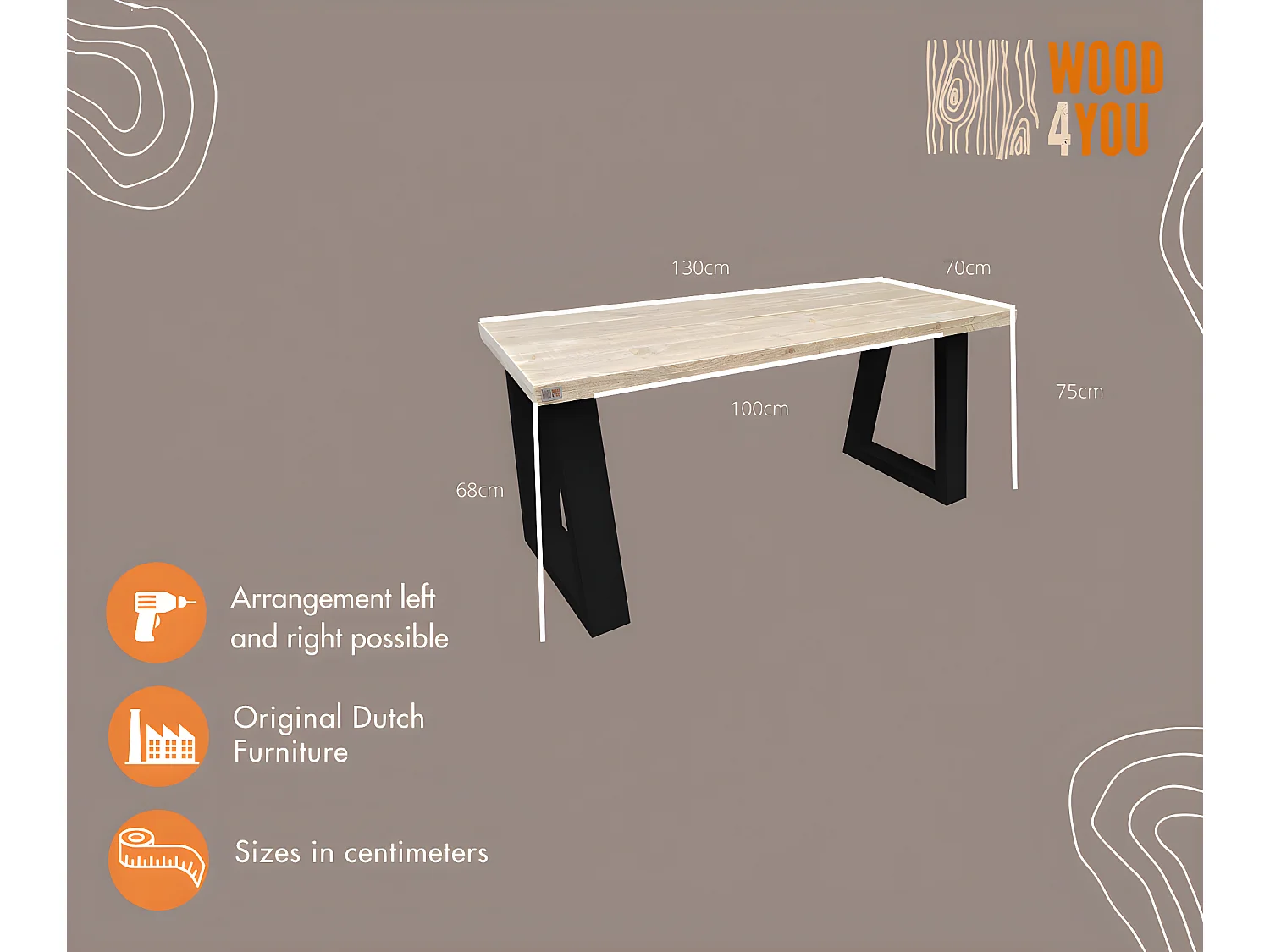 Wood4you - Bureau - Vancouver steigerhout 130Lx50Dx75H Zwart