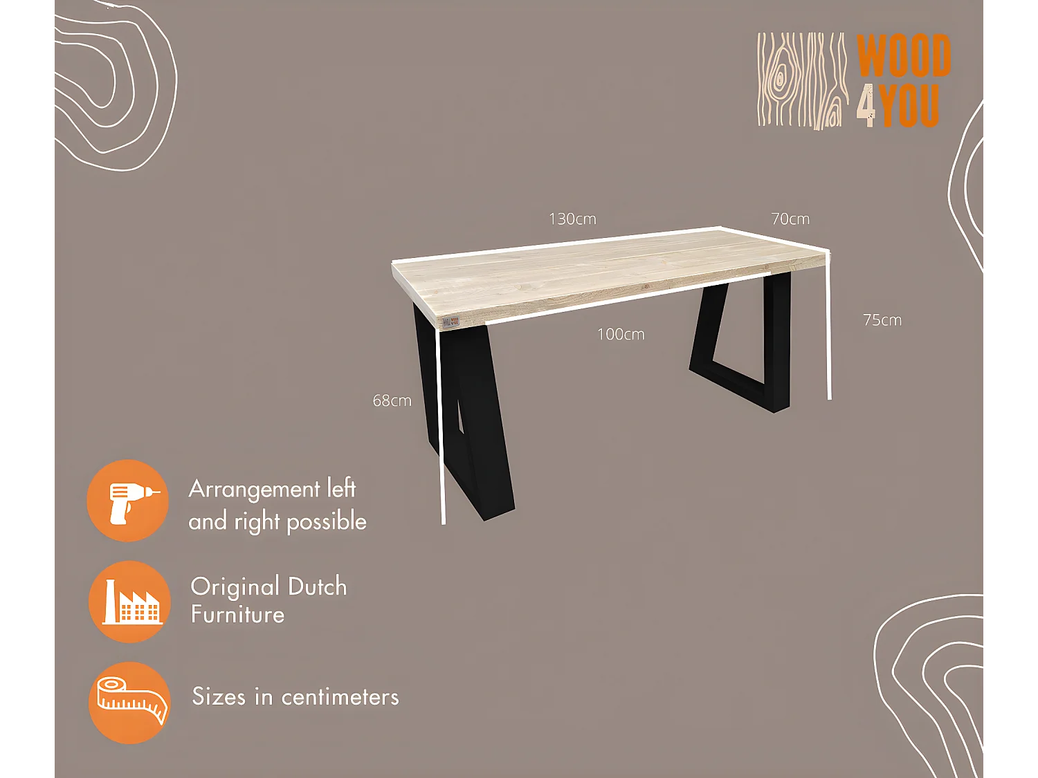 Wood4you - Bureau - Vancouver steigerhout 130Lx50Dx75H Zwart