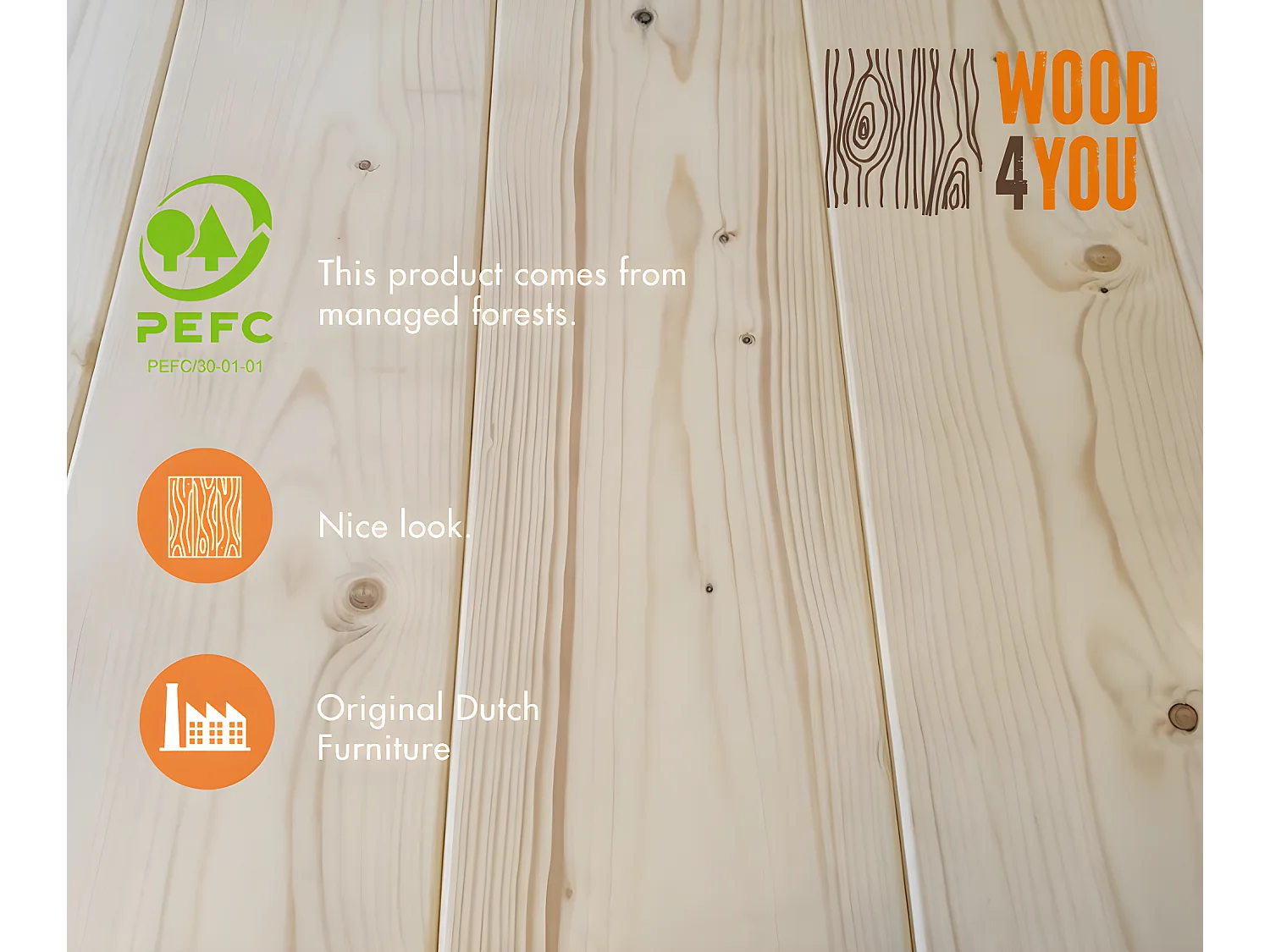 Wood4you - Bureau - Bois d'épicéa de Vancouver 120Lx70Px75H Blanc