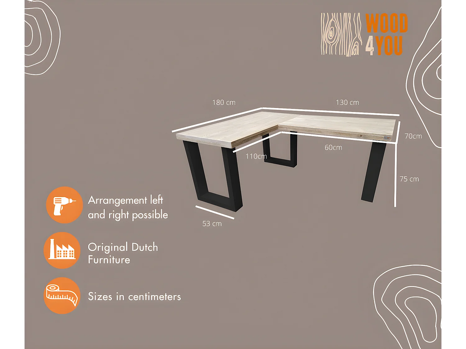 Wood4you - Bureau d'angle - New england bois massif- Nior