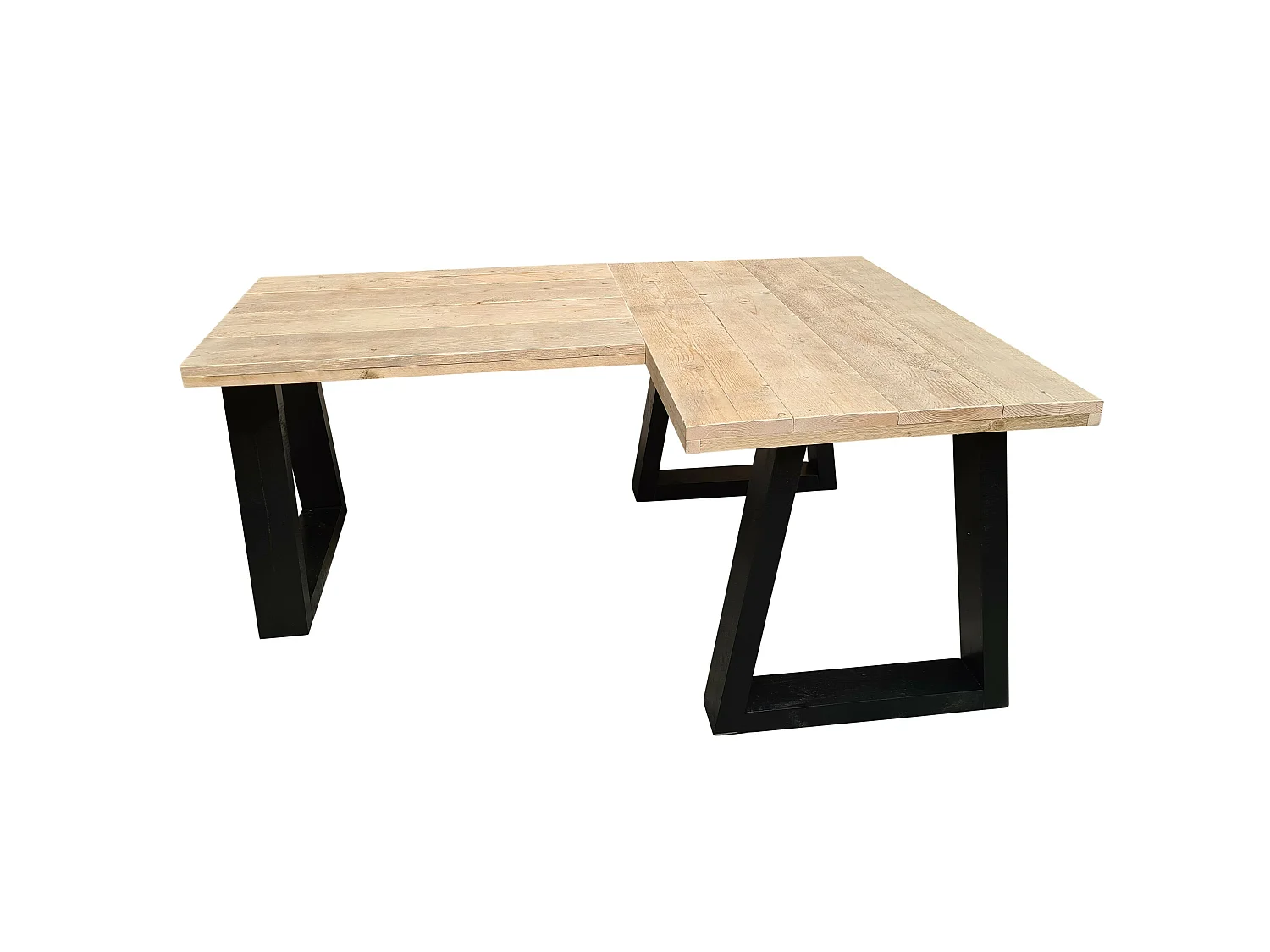 Wood4you - Bureau d'angle - Vancouver échafaudage bois 190/150Lx70Dx75H noir