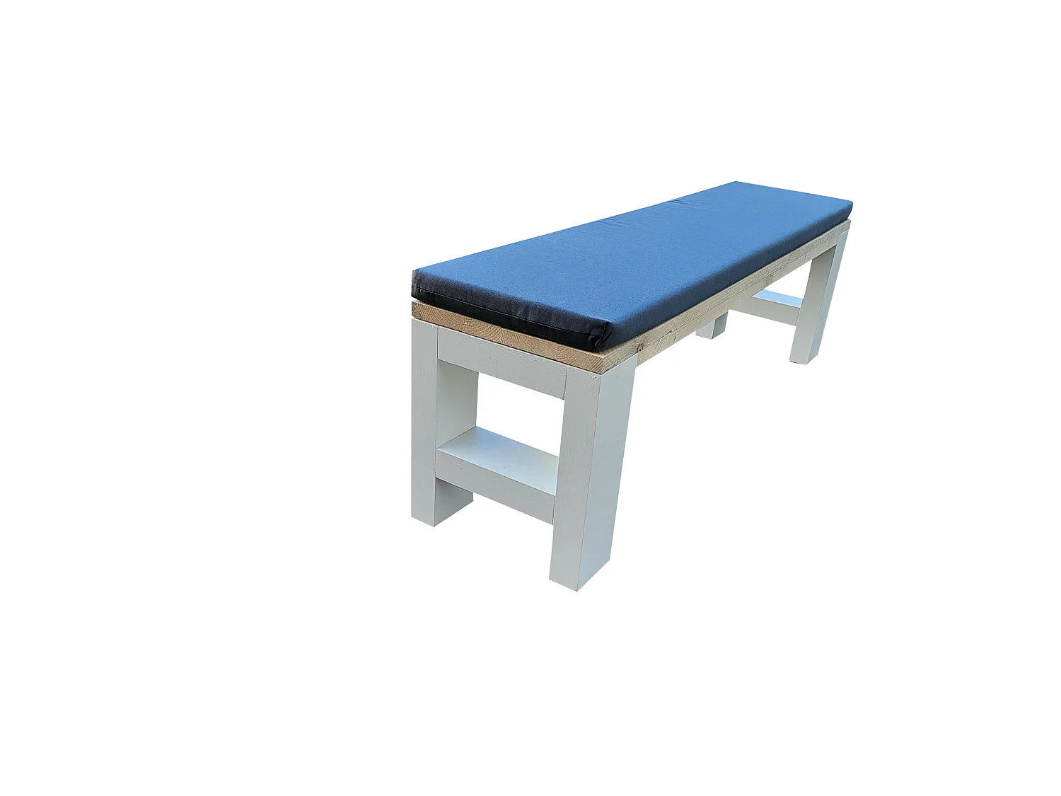 Wood4you - Banc Seattle - 120Lx40Hx38D cm blanc - coussin inclus