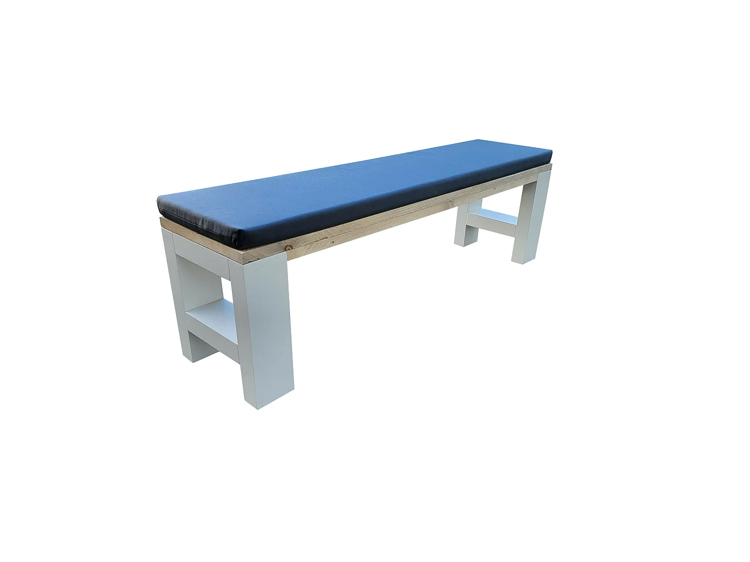 Wood4you - Banc Seattle - 120Lx40Hx38D cm blanc - coussin inclus