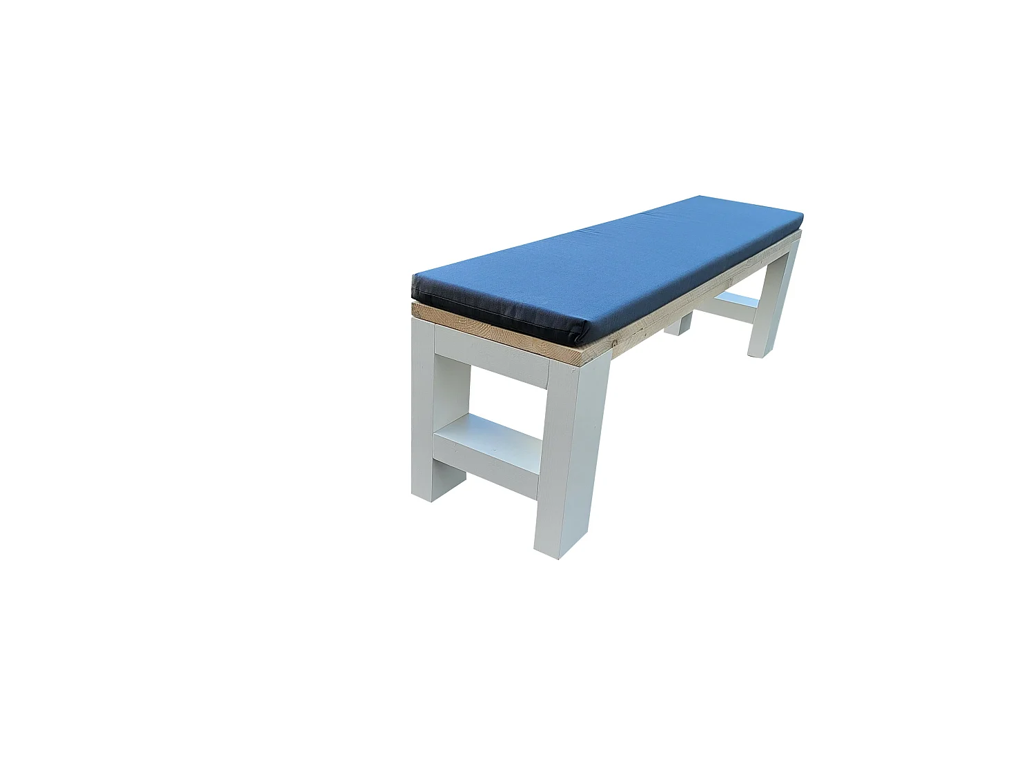 Wood4you - Banc Seattle - 120Lx40Hx38D cm blanc - coussin inclus