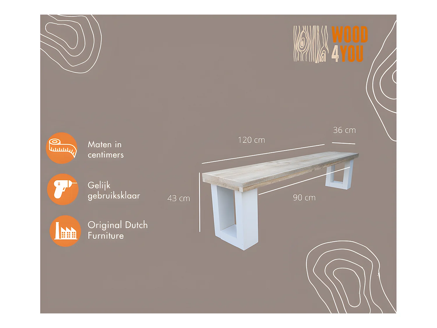 Wood4you - Banc de Jardin New England Échafaudage Bois 120Lx40Hx38P cm blanc