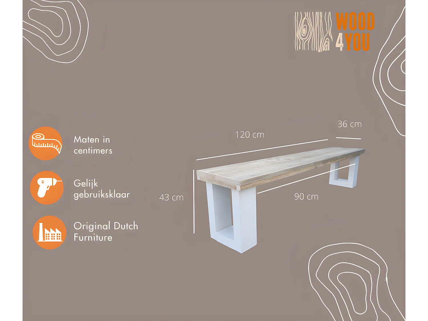 Wood4you - Banc de Jardin New England Échafaudage Bois 120Lx40Hx38P cm blanc