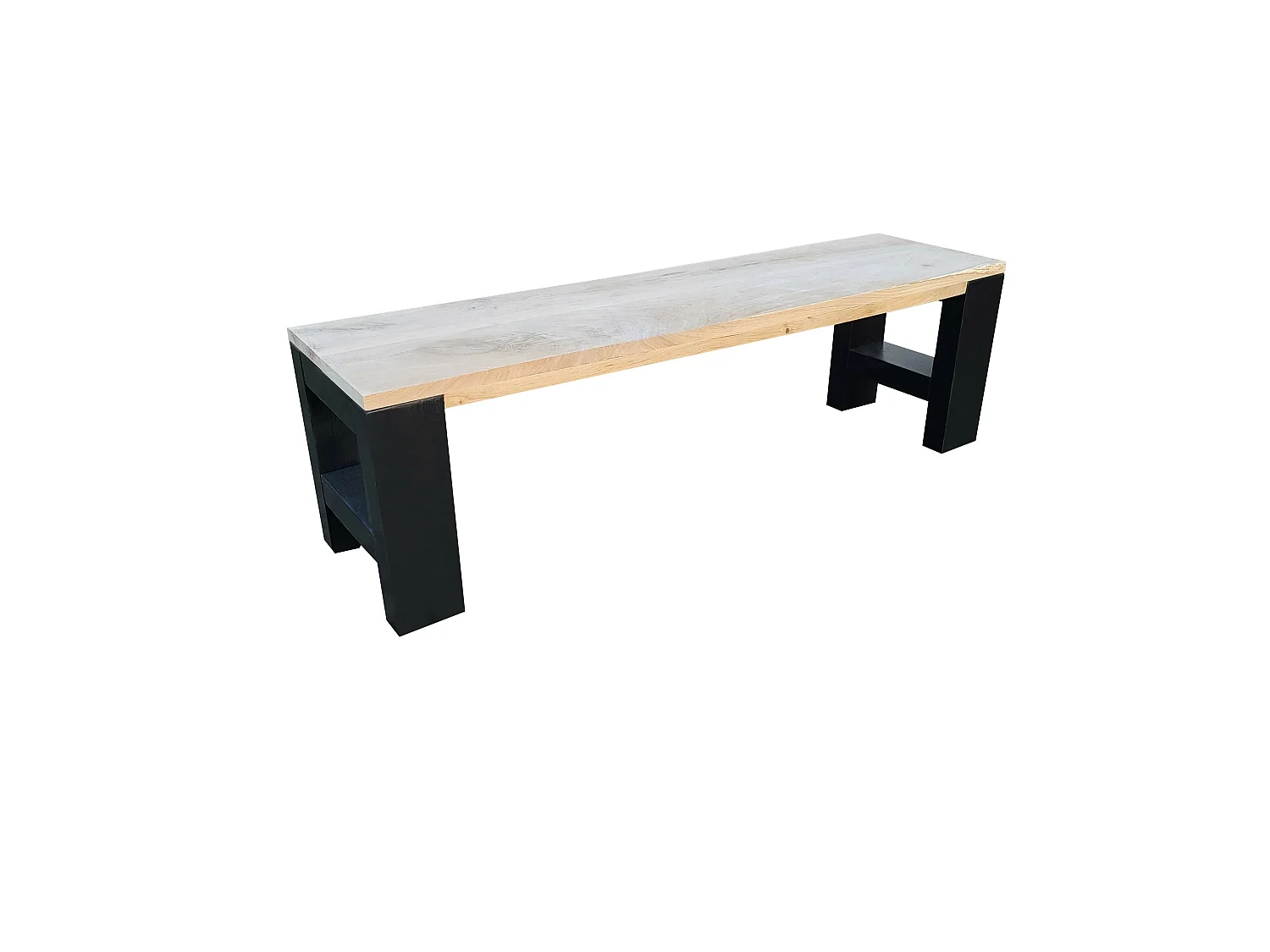 Panca Seattle - 150Lx40Hx38D cm con struttura in abete rosso spruzzato nero.