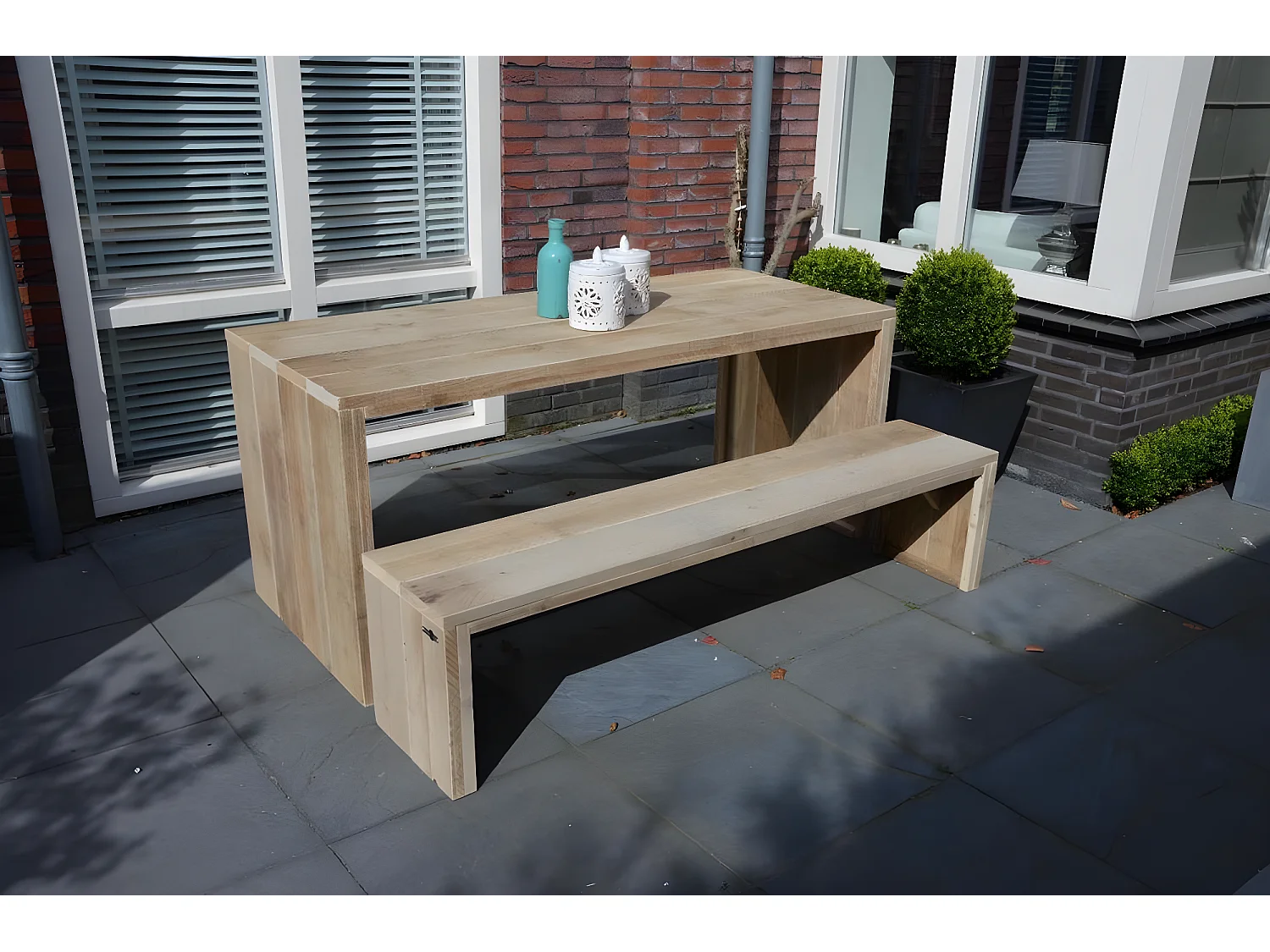 Wood4you - Banc de jardin Amsterdam échafaudage bois 130Lx43Hx38P cm