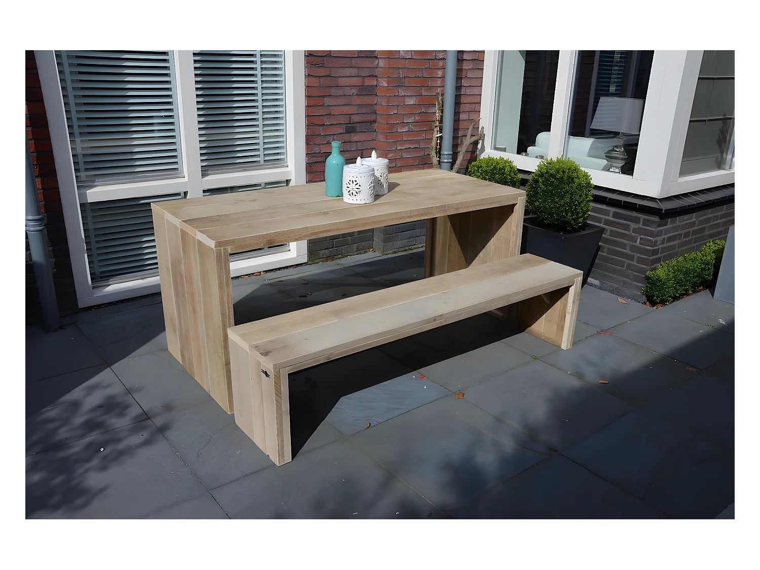 Wood4you - Banc de jardin Amsterdam échafaudage bois 130Lx43Hx38P cm