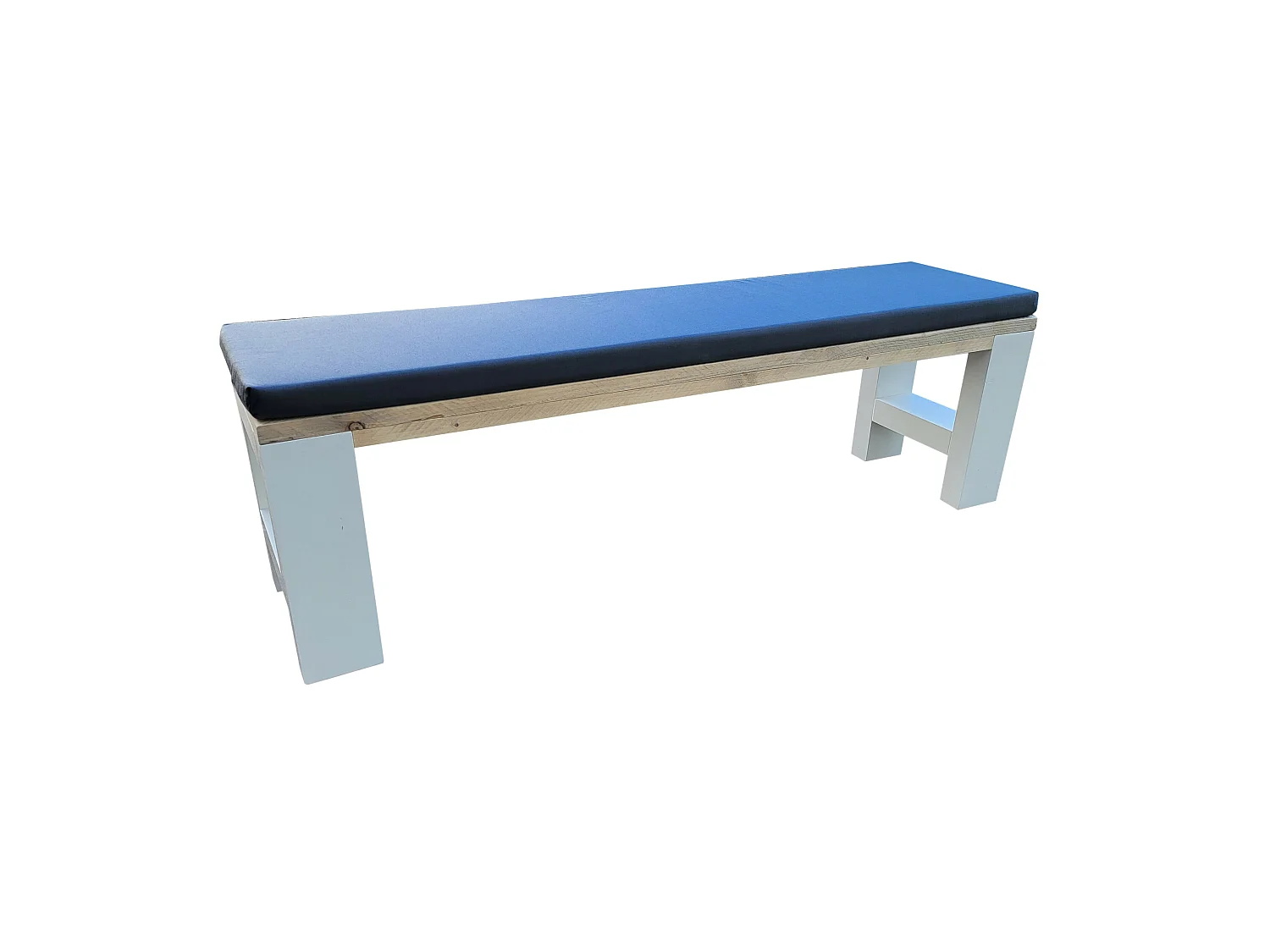 Wood4you - Banc Seattle- 190Lx40Hx38D cm blanc - coussin inclus