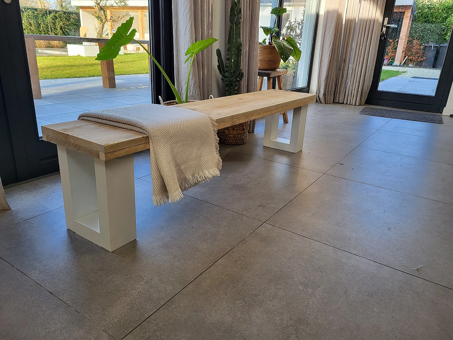 wood4you - Panca da giardino New England Ponteggio in legno 170Lx40Hx38P cm bianco