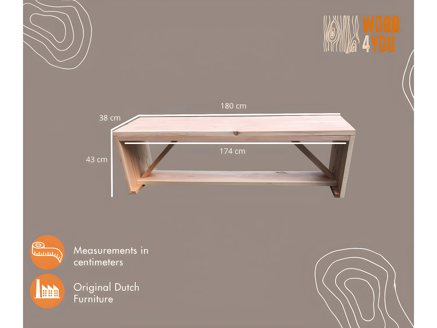 Wood4you - Banc de Jardin Nick Douglas 180Lx43Hx38P cm