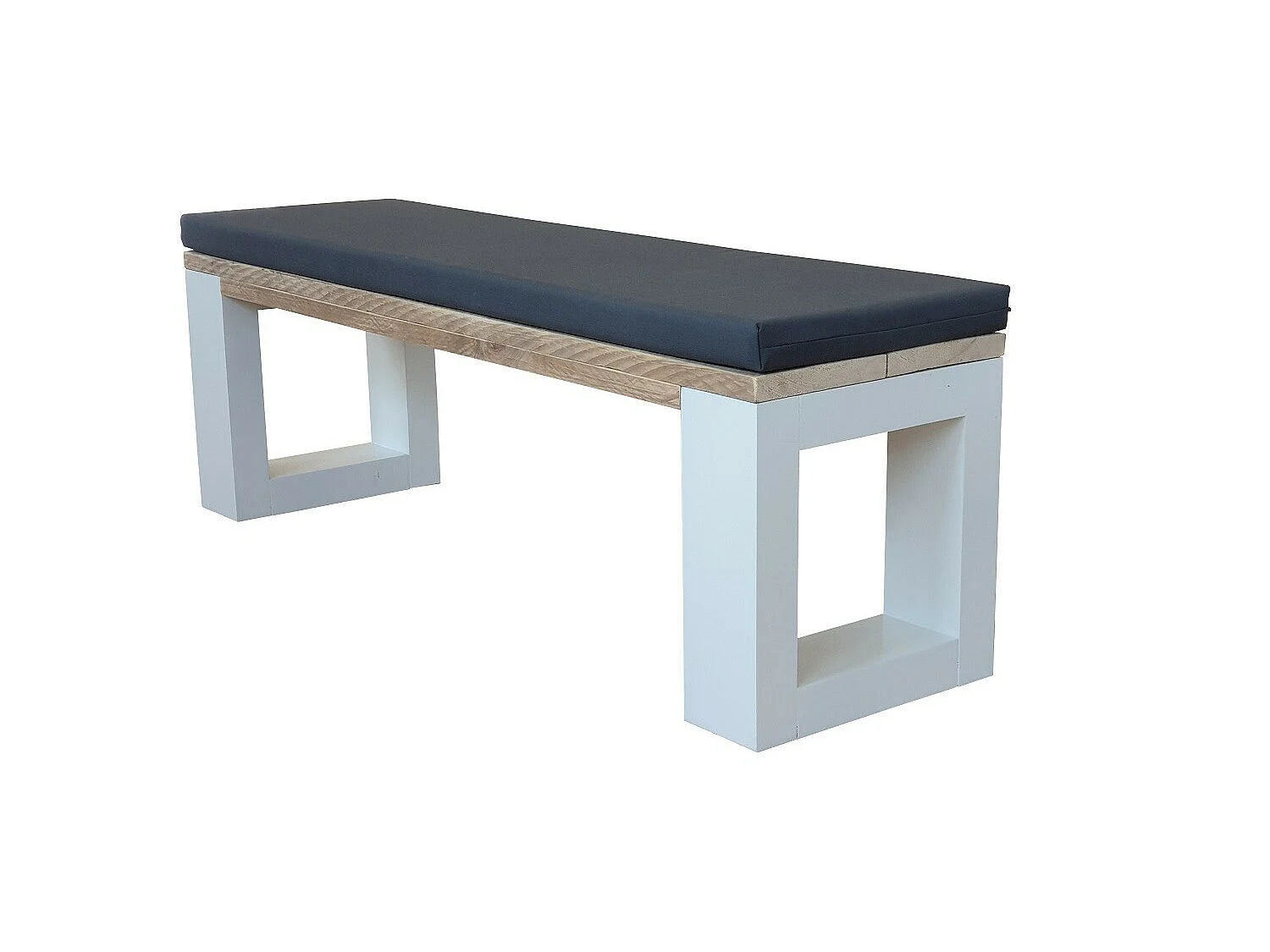 wood4you - Bankje - New Orleans - 170Lx40Hx38D cm wit - incl kussen - zitbankje