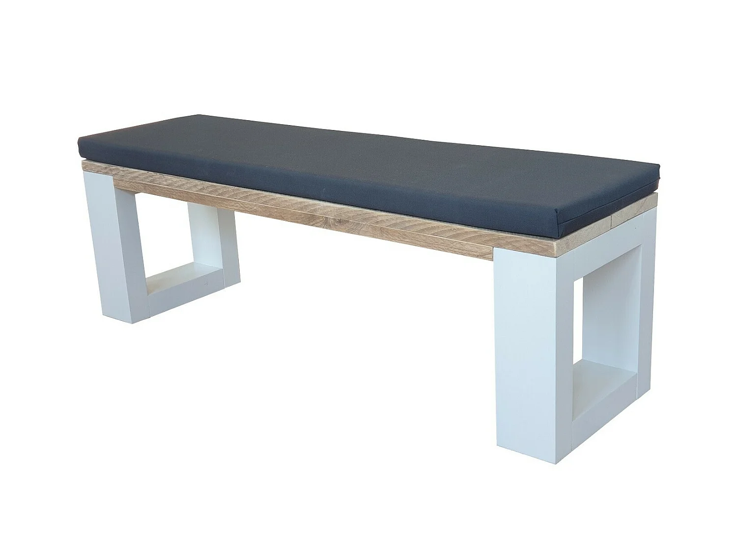 wood4you - Banc New Orleans - 170Lx40Hx38P cm blanc - coussin inclus